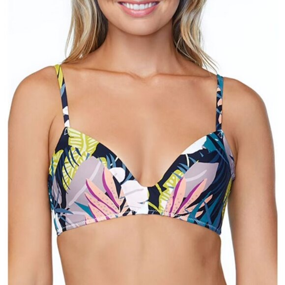 Raisins Other - Raisins Tropical Print Women's Swim Top Bikini Black Rock Padded Bra Large Cute